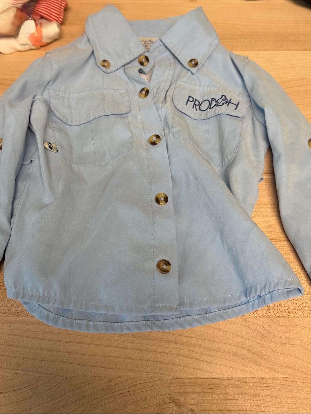 Prooh Light Blue Button-Front Kids Shirt with Chest Pockets